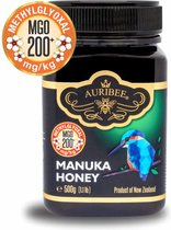 100% natuurlijke, rauwe Manuka honing MGO 200+, Auribee, 500 gram, verpakt in Nieuw zeeland, gecontroleerd en gecertificeerd