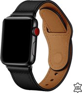 Q-DESYN® Apple Watch bandje - Leer - Druksluiting - 38 mm - 40 mm - 41 mm - Zwart