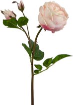 Fabulous Flowers - 3 stuks zijden Engelse roos zachtroze - kunstroos