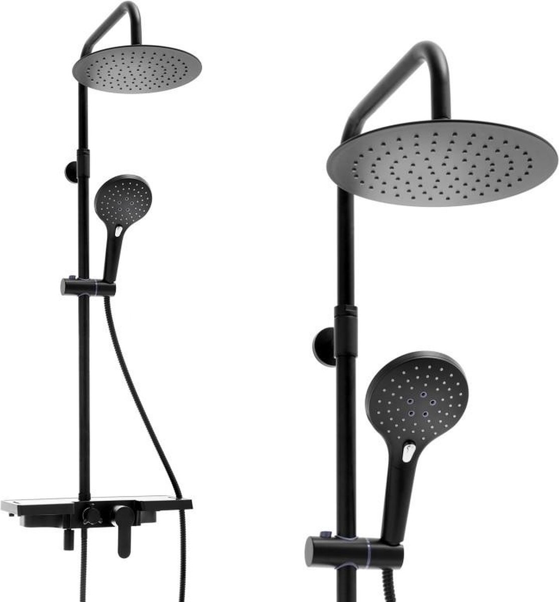 Doucheset met Douchemengkraan en Regendouche Zwart