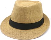 Zomerse Hoed - Trilby - Lengte 28 cm - Lichtbruin