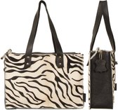 Koeienhuid handtas - Zwart/zebra print | Lederen handtas