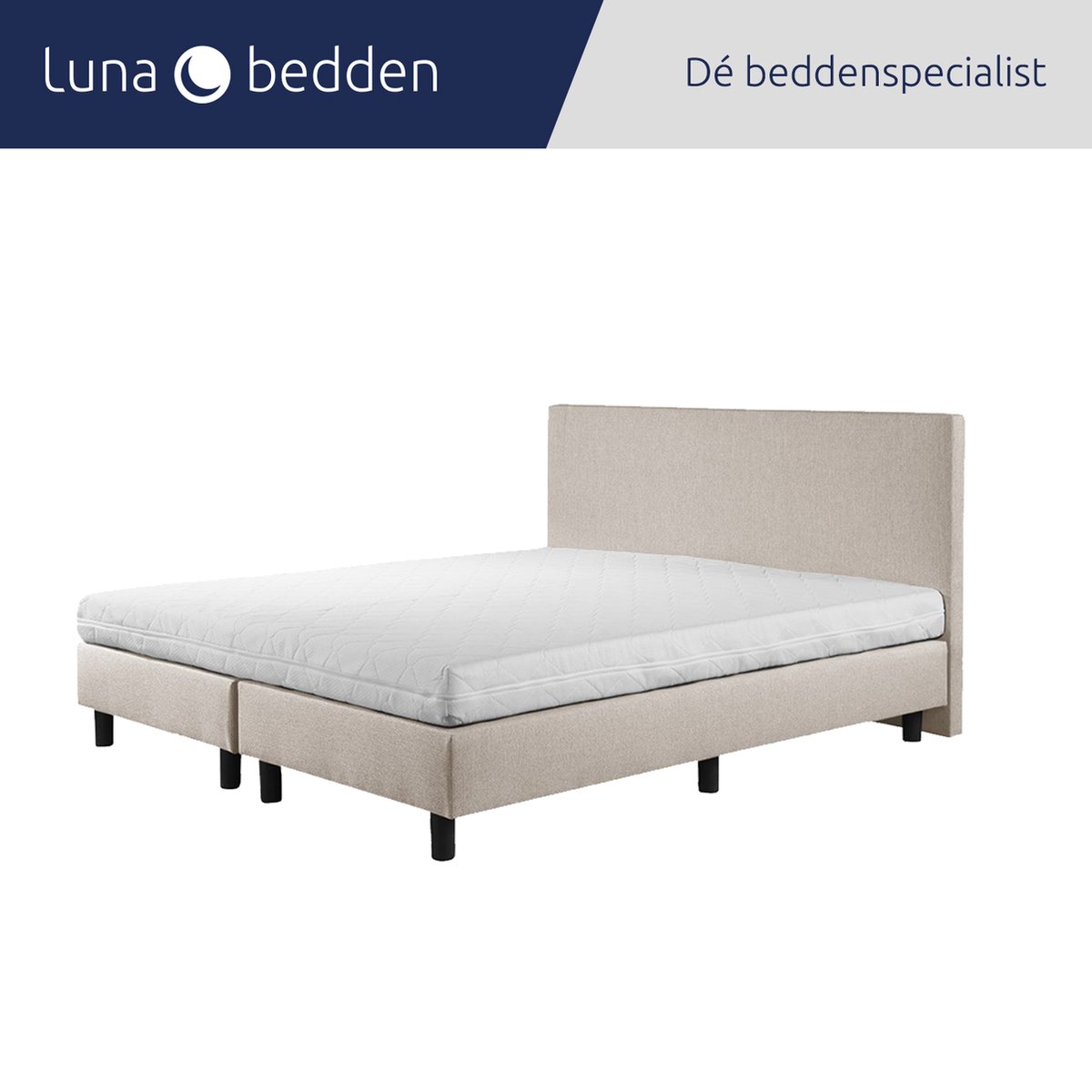 Luna Bedden - Boxspring Stella - 200x220 Compleet Beige Glad Bed