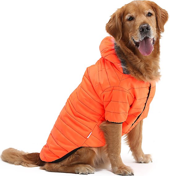 Hondenjas met capuchon- Zacht en waterafstotend - Neon Oranje - Maat 4XL... |