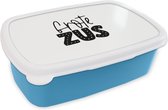 Broodtrommel Blauw - Lunchbox - Brooddoos - Zus - Grote zus - Quotes - Spreuken - 18x12x6 cm - Kinderen - Jongen