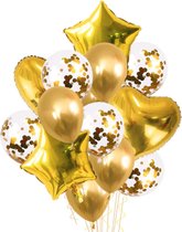 Set 14 ballonnen - Gold- folieballon - Goud - thema