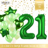 Numéro Ballon 21 Ans Vert Forrest Green Bouquet * Hourra 21 Ans Anniversaire Décoration Set de 15 Ballons * 80 cm Anniversaire Numéro Ballon * Snoes * Décoration d'anniversaire * Fête des Enfants * Forrest Green* Numéro Ballon 21 * Vert