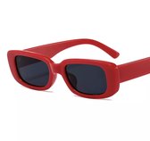 Retro Rechthoekige Zonnebril - Vrouwen - Rood