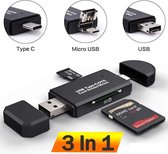 SD Kaartlezer, USB C Kaartlezer, 3 In 1 USB 2.0 TF/Mirco SD Smart Geheugenkaartlezer, type C OTG Flash Drive Cardreader Adapter