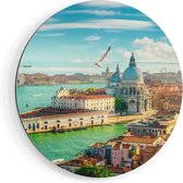Artaza Dibond Muurcirkel Venetië Stad vanuit Boven - Ø 60 cm - Wandcirkel - Rond Schilderij - Voor Binnen en Buiten