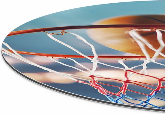Artaza Dibond Wall Circle - Basketbal in Ring - Hoop - Assiette - Ø 90 cm - Groot - Wall Circle - Peinture ronde - Pour l'intérieur et l'extérieur