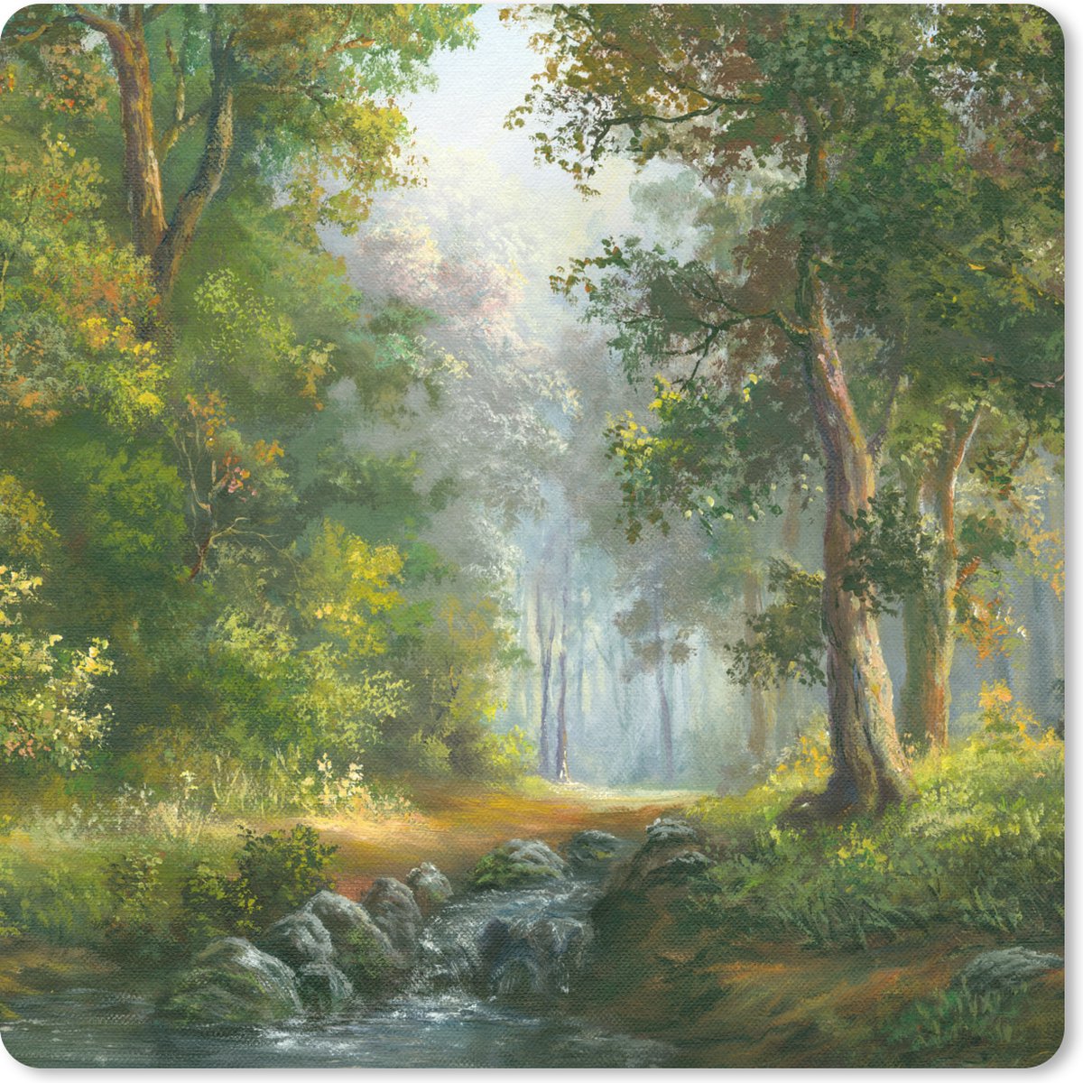 Muismat 20x20 cm - Mousepad Bos - Olieverf - Zomer - Muismatten