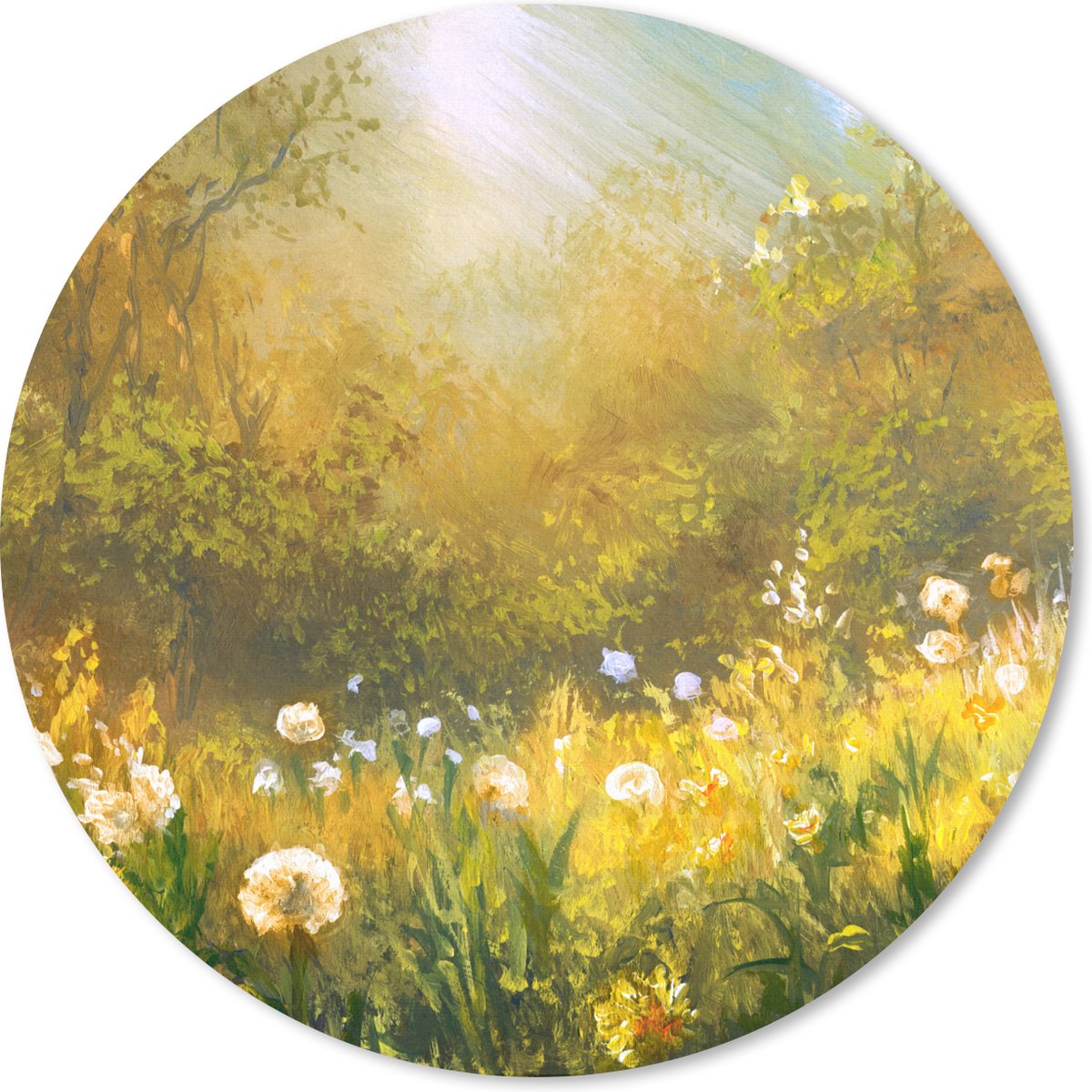 Muismat rond 50x50 cm - Mousepad Bloemen - Zomer - Aquarel - Ronde muismatten