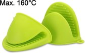 2x Pannenlap - Siliconen - Klein - Set van 2 stuks - Groen - Koken & Bakken - Warmtebestendig - Hittebestendig - Ovenwanten - Ovenhandschoenen - Kleine - Keuken - BBQ