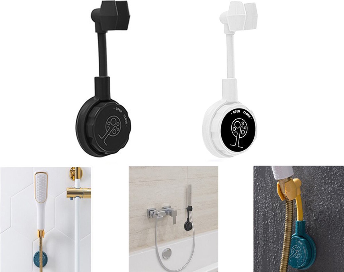 Zelfklevende Douchekophouder Met Zuignap Zwart Universele Douchekop