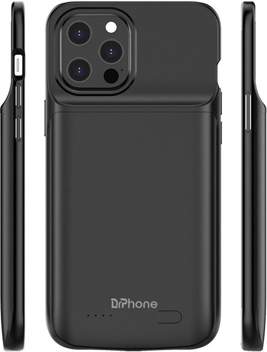 DrPhone BCI Externe Batterijhoes – 4800mAh - Geschikt voor iOS Smartphone 12/13/14 Pro Max/14+(Plus) 6,7 inch - Powerbank - Zwart