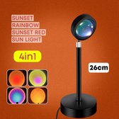 ProductPlaza Sunset lamp – 4 kleuren - Zonsondergang Lamp - Projector Led Night - Sfeer verlichting - Interieur Verlichting