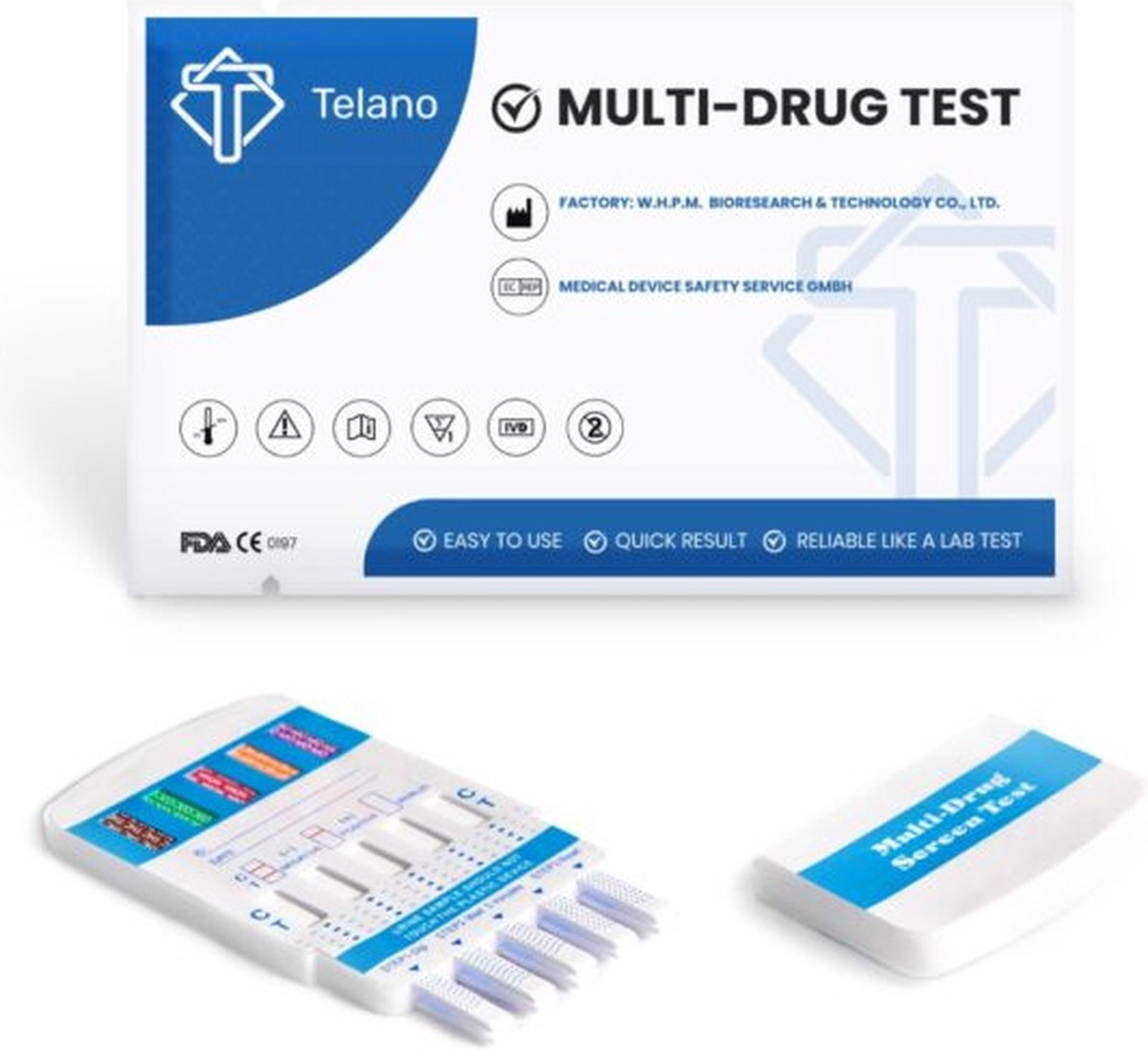 Goedkoopste Telano 100 stuks Multi 10 Drugstesten Urine test op 10 Soorten Drugs - Cannabis THC - Cocaïne - Speed - Ecstasy - Ketaminen - Metamfetamines - Heroïne - Benzodiazepinen - Methadon - Slaapmiddelen
