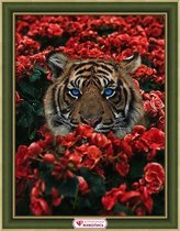 Artibalta Diamond Painting  Tiger in flowers 30x40 cm Vierkante steentjes