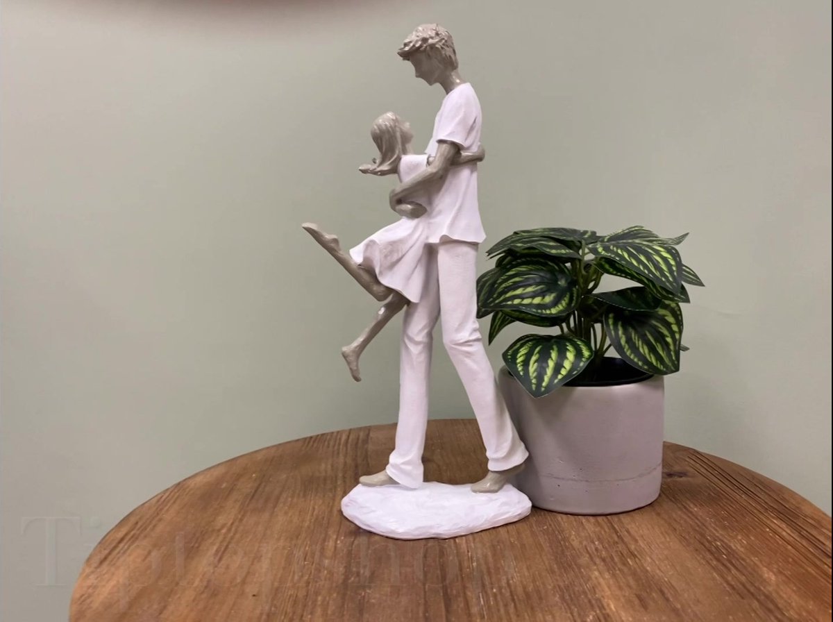 Figurine Mère Et Fille 32.5cm - Statue Polyresine Déco Salon Cadeau Fête Des Mères