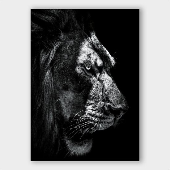 Poster Dark Lion ² - Dibond - Meerdere Afmetingen & Prijzen | Wanddecoratie - Interieur - Art - Wonen - Schilderij - Kunst