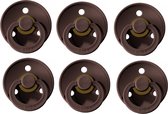 BIBS fopspenen - spenen set van 6 stuks | 6x Chestnut (kokos bruin) | Voordeelverpakking | Maat 1 - T1 Leeftijd: 0-6 maanden