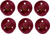 BIBS fopspenen - spenen set van 6 stuks | 6x Ruby (Rood Rose gloed) | Voordeelverpakking | Maat 1 - T1 Leeftijd: 0-6 maanden