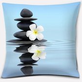 Kussenhoes Zen / Spiritueel Zwarte stenen bloemen en water