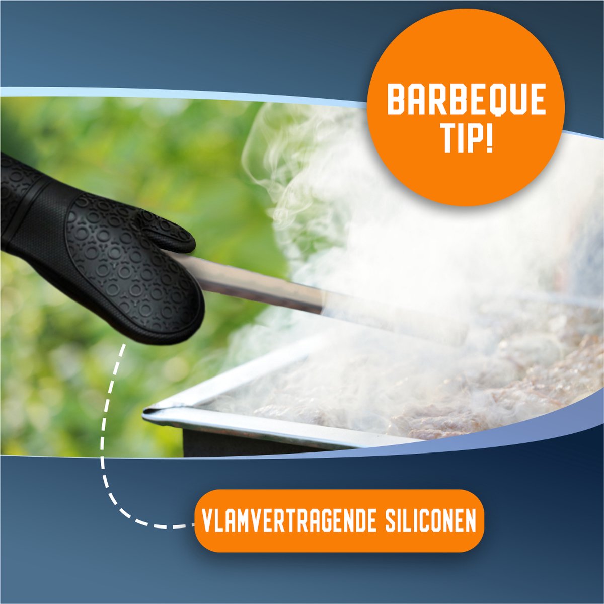Belmalia 2 Siliconen Ovenhandschoenen voor Keuken en Grill, Set Pannenlappen - Ovenhandschoenen - Ovenwanten - BBQ Handschoenen - Anti-slip - Oranje