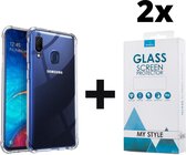 Crystal Backcase Transparant Shockproof Hoesje Samsung Galaxy A20e - 2x Gratis Screen Protector - Telefoonhoesje - Smartphonehoesje