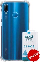 Crystal Backcase Transparant Shockproof Hoesje Huawei P20 Lite Transparant - Gratis Screen Protector - Telefoonhoesje - Smartphonehoesje