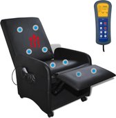 van Dam Exclusive® Massage stoel - Massage Fauteuil - Zwart Kunstleer met Voetenbank - Loungestoel - Lounge stoel - Relax stoel - Chill stoel - Lounge Bankje - Lounge Fauteuil