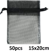 Cadeauzakjes Organza - Giftbag - Set van 100 Stuks - 20x15 cm - Zwart