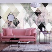 Fotobehang - Rhombic Chessboard (Pink).