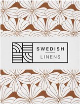 Swedish Linens - Hoeslaken FLOWERS Cinnamon Brown - 90x200x25