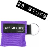 25x Pack Hospitrix Kiss of Life Sleutelhanger Paars - 5cm - CPR Masker met Wegwerp Beademingsmasker