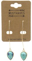 Oorbellen Ovaal - Oorhangers - 7 cm - Turkoois