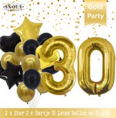 Cijfer Ballon 30 Jaar Black & Gold Boeket * Hoera 30 Jaar Verjaardag Decoratie Set van 15 Ballonnen * 80 cm Verjaardag Nummer Ballon * Snoes * Verjaardag Versiering * Kinderfeestje