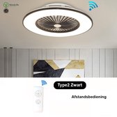 MoreLife LED plafond lamp ventilator - 4 kleuren licht - afstand bedienbare plafond  lamp - plafond ventilator - zwarte plafond lamp ventilator met afstandsbediening