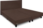 Beddenleeuw Boxspring Bed Zonder Matras - 180x200 - Incl. Hoofdbord - Bruin Stof