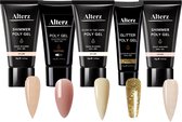 Alterz Polygel Set Nude - 4x30ml - 1x15ml - Polygel - Glitters - Polyacryl - Acrylnagels - Manicure set - Nepnagels - 5 stuk