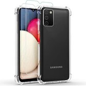 Samsung A03s Hoesje Shock Proof Case Met 2x Screenprotector - Samsung Galaxy A03s Hoesje Transparant Siliconen Case Cover - Samsung A03s Screenprotector