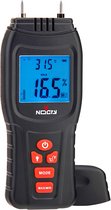 NoCry digitale vochtmeter, waterdichtheidsmeter, thermometer voor hout en bouwmaterialen, batterij en reservesondes inbegrepen zwart/rood