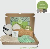 green-goose® Duurzaam Verzorgingspakket Kolyma | 6-delig | 15 Herbruikbare Wattenschijfjes | Zachte Mega Pad | Kurk Make-up Etui