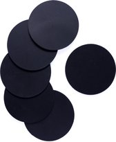 Zwarte ronde leren onderzetters - lederen coasters rond zwart