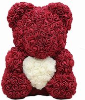 Rozen beer | 25cm | liefde | valentijns cadeau | moederdag | kunstrozen | bordeaux | inclusief giftbox