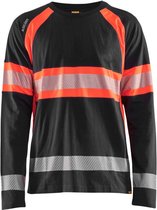 Blaklader High Vis T-shirt lange mouwen 3510-1030 - Zwart/High Vis Rood - XL