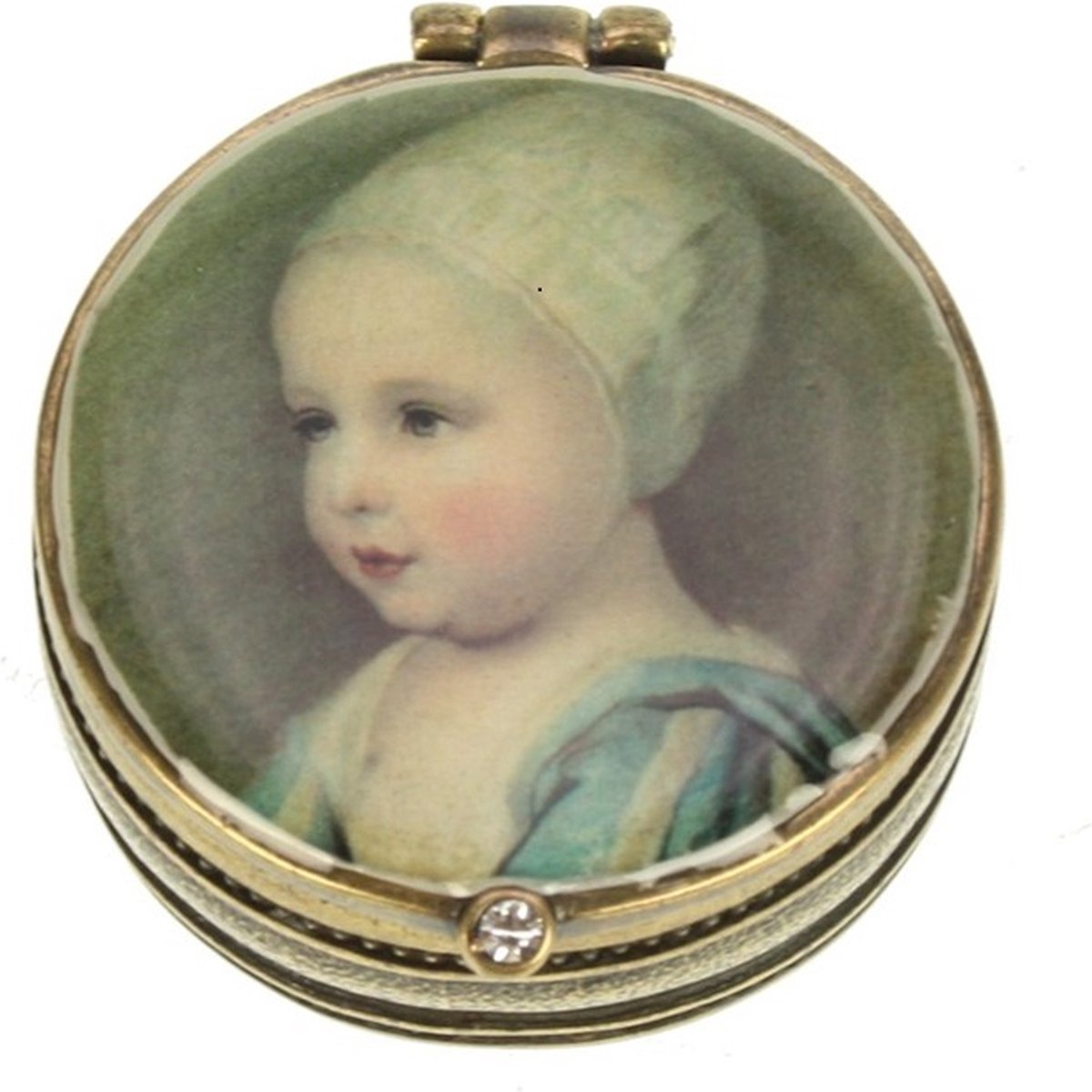 Doosje Meisje met mutsje Ø4x1,5cm