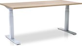 Zit-sta bureau elektrisch verstelbaar - MRC PRO-L 2.0 NEN-EN 527 | 120 x 80 cm | frame wit - blad midden eiken | memory functie met 4 standen | 150kg draagvermogen