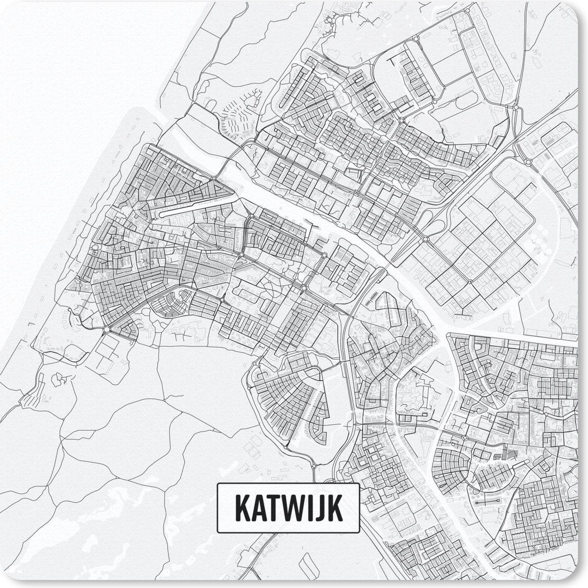 Muismat 30x30 cm - Mousepad Stadskaart Katwijk - Muismatten
